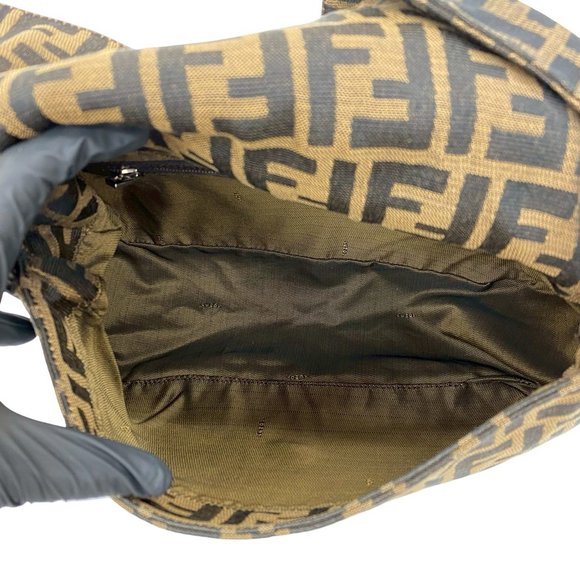 FENDI Mamma Bucket Zucca FF Pattern Canvas and Leather Semi-One Shoulder Bag - Picture 9 of 10